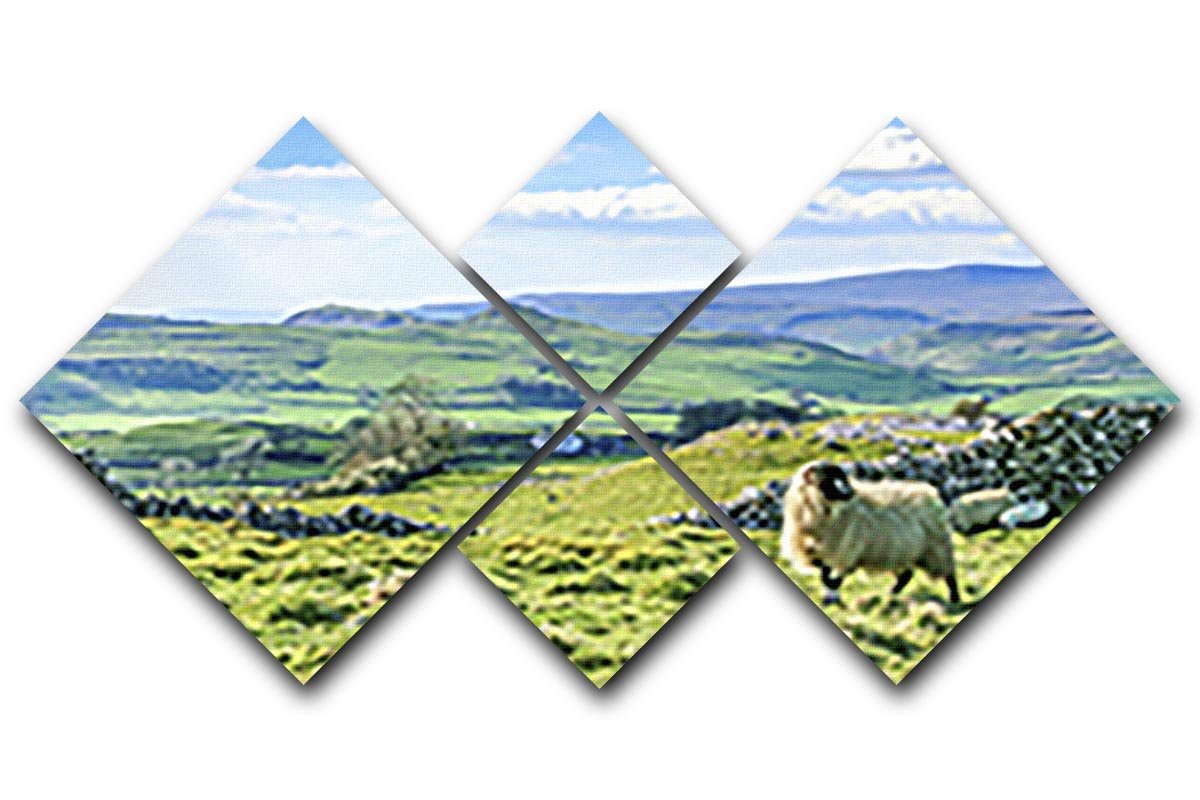 Beautiful yorkshire dales landscape 4 Square Multi Panel Canvas - Canvas Art Rocks - 1