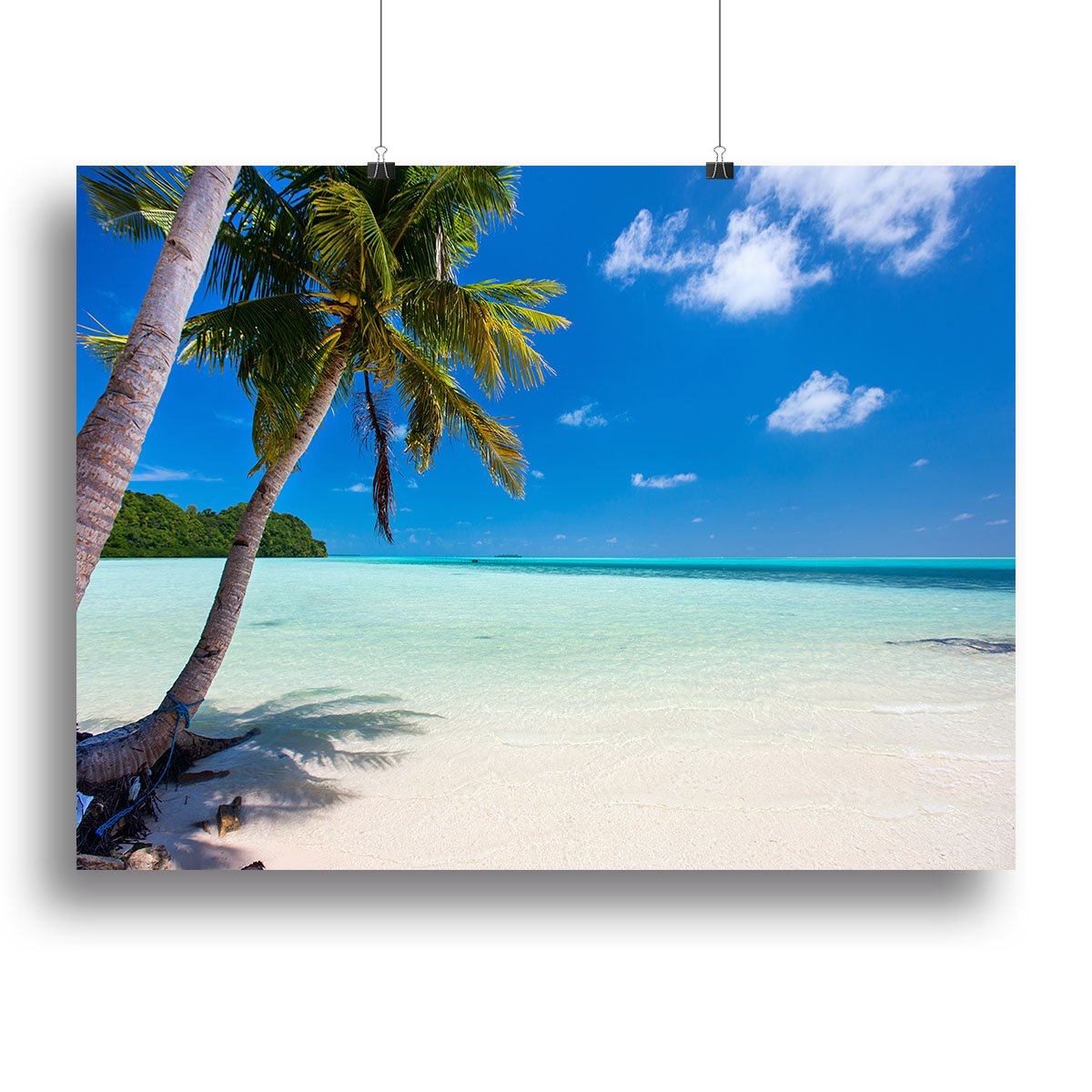 Beautiful tropical beach with palm trees Canvas Print or Poster