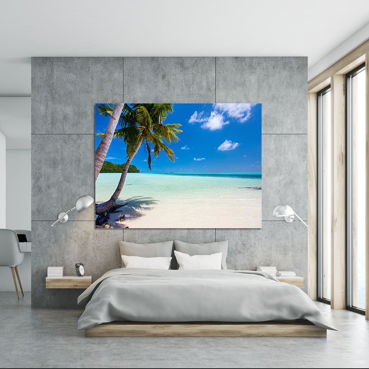 Beautiful tropical beach with palm trees Canvas Print or Poster