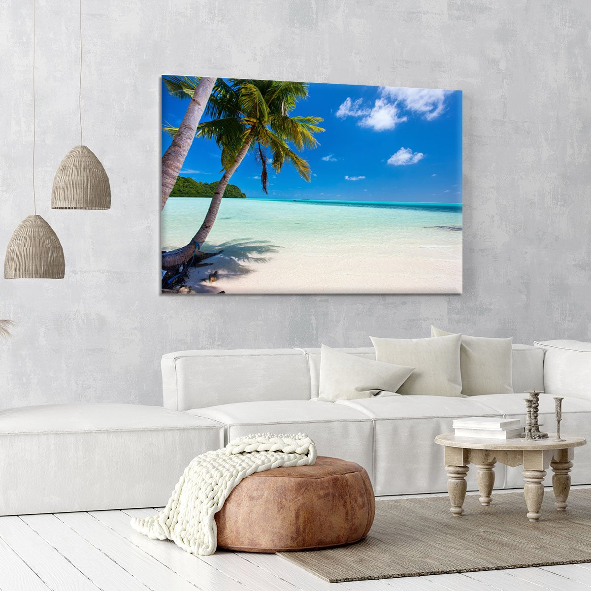 Beautiful tropical beach with palm trees Canvas Print or Poster