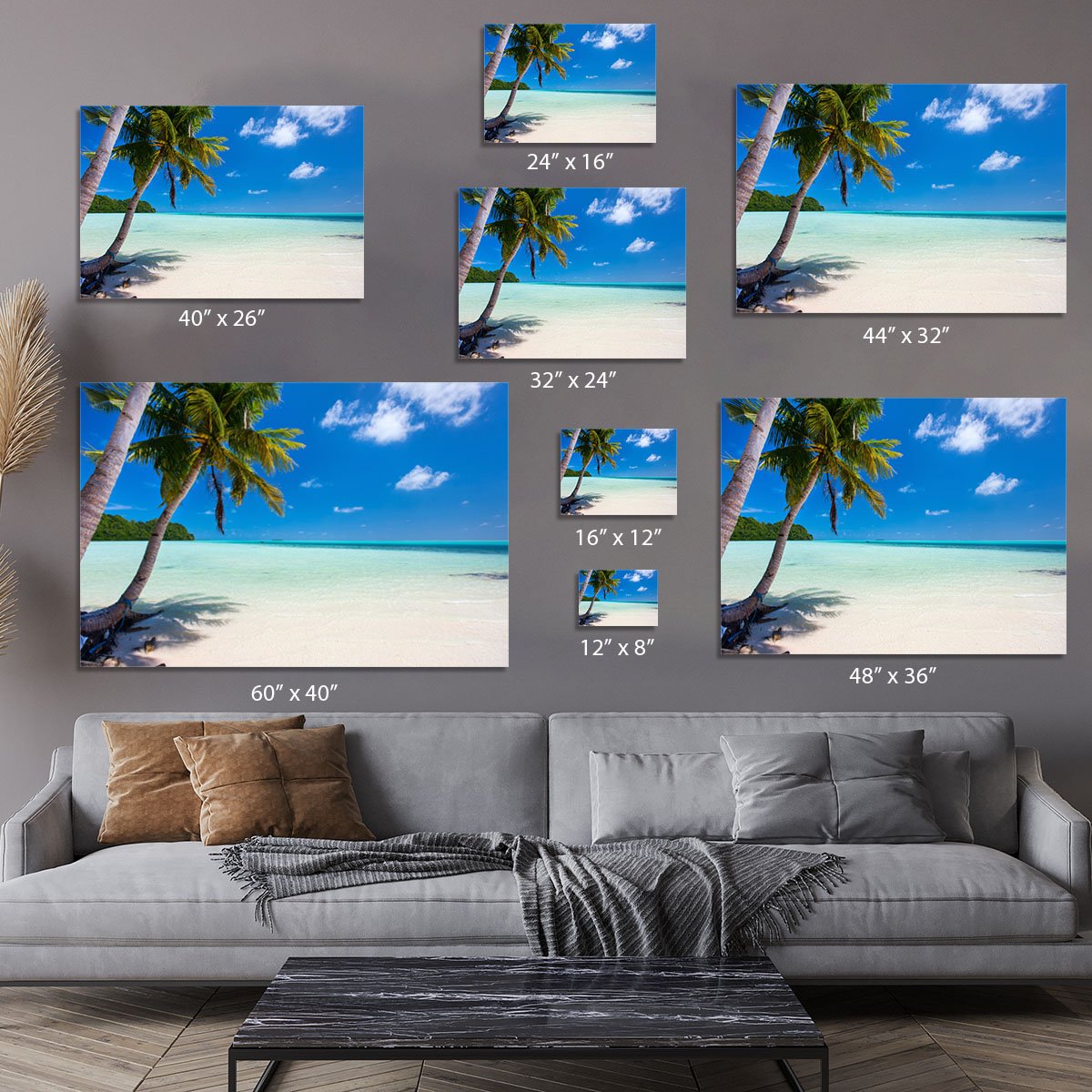 Beautiful tropical beach with palm trees Canvas Print or Poster