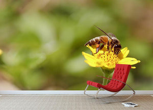 Bee and small sunflower Wall Mural Wallpaper - Canvas Art Rocks - 2