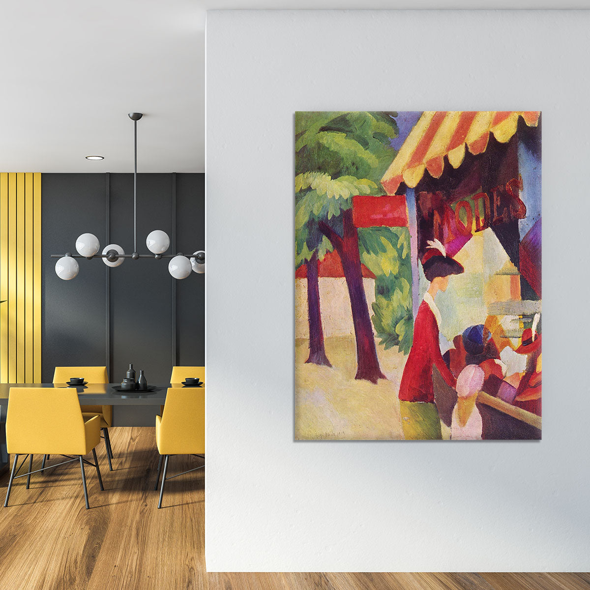 Before Hutladen woman with a red jacket and child by Macke Canvas Print or Poster - Canvas Art Rocks - 4