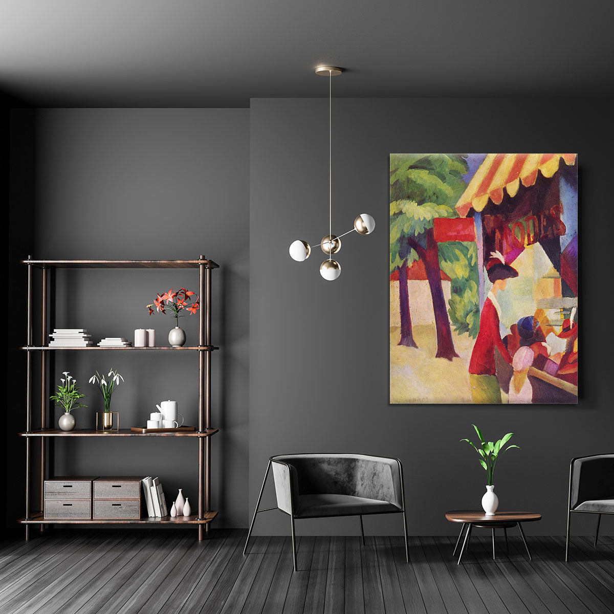 Before Hutladen woman with a red jacket and child by Macke Canvas Print or Poster - Canvas Art Rocks - 5