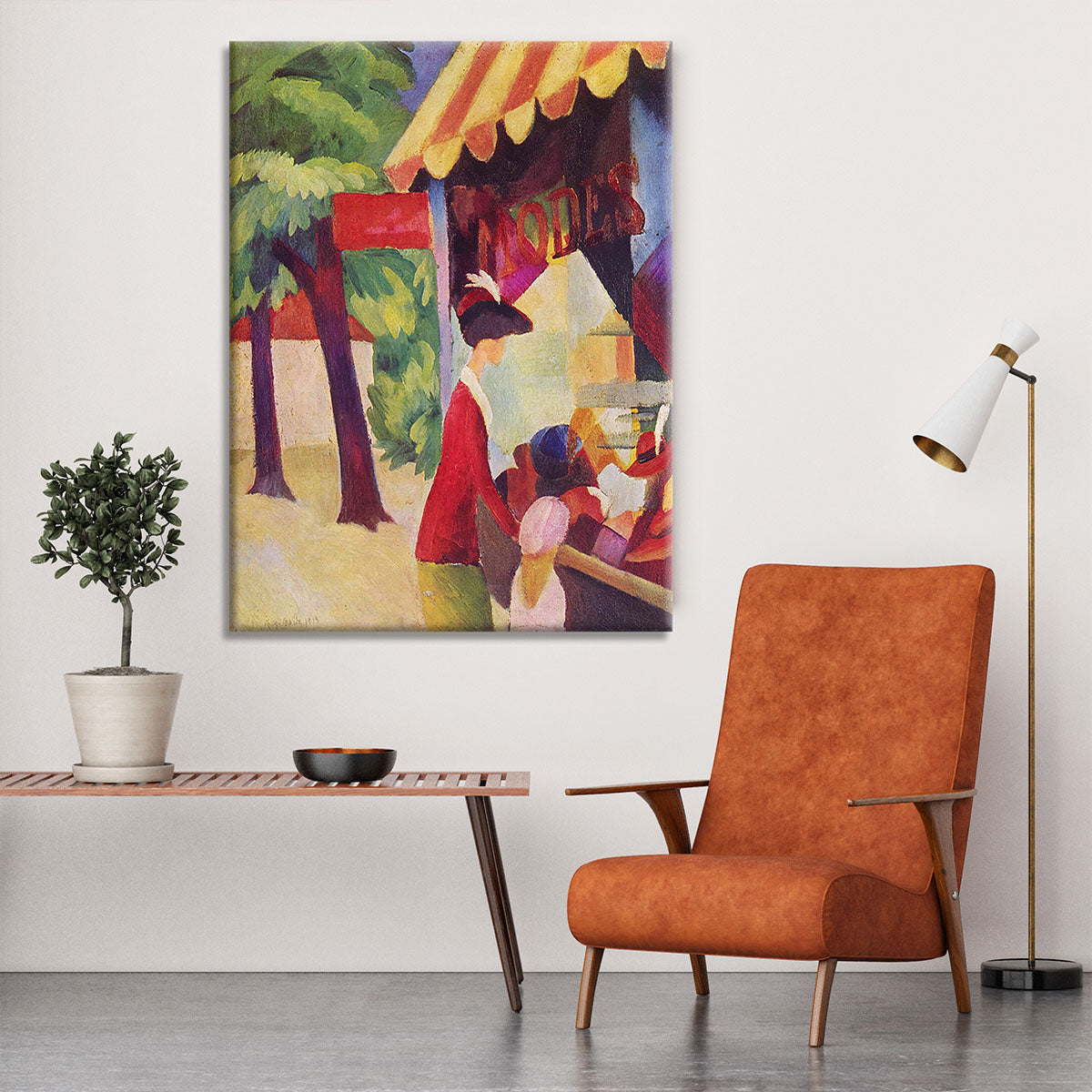 Before Hutladen woman with a red jacket and child by Macke Canvas Print or Poster - Canvas Art Rocks - 6