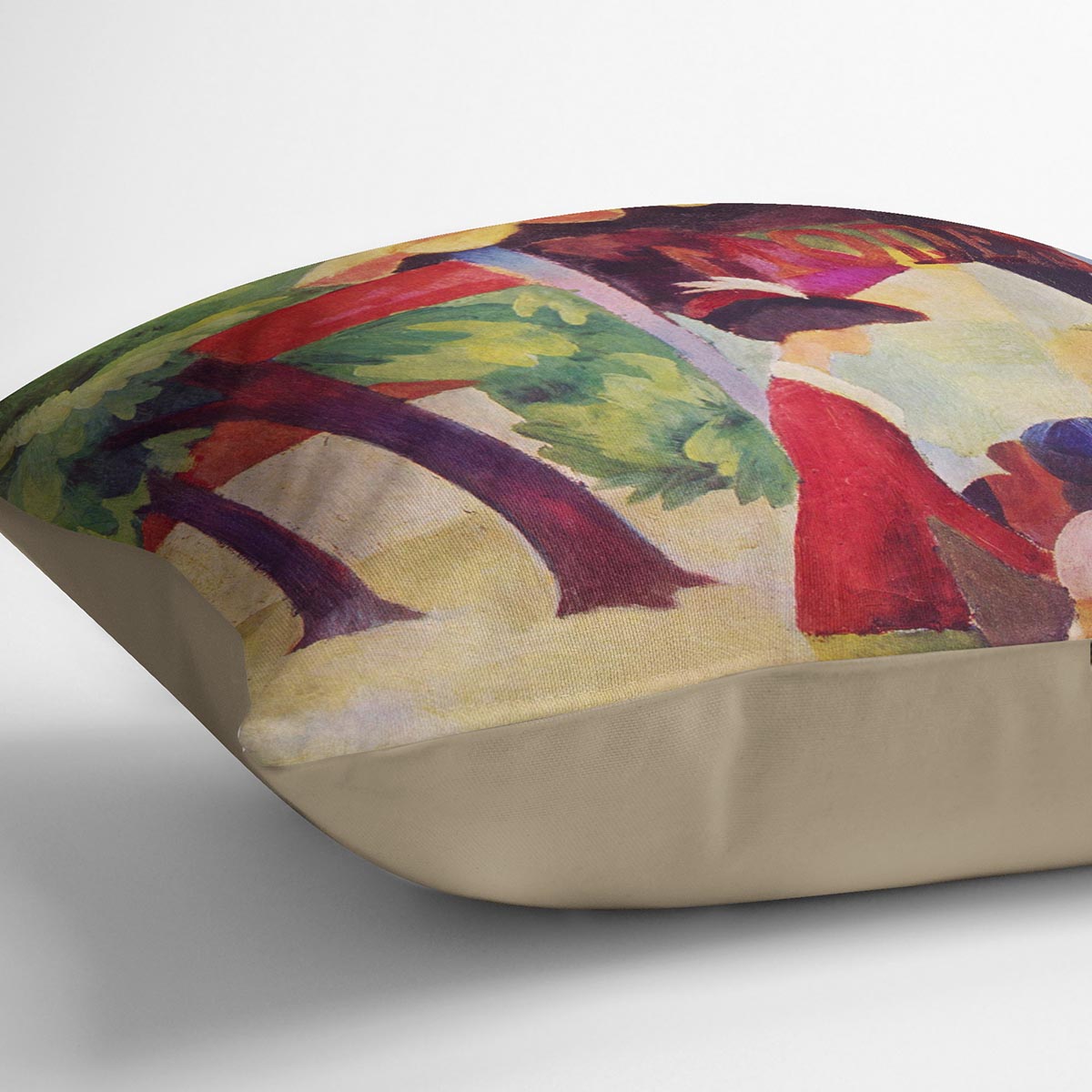 Before Hutladen woman with a red jacket and child by Macke Cushion - Canvas Art Rocks - 2