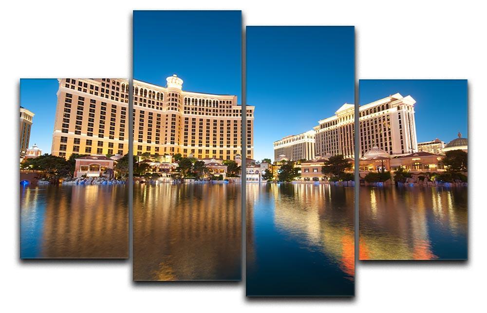 Bellagio Hotel Casino during sunset 4 Split Panel Canvas  - Canvas Art Rocks - 1