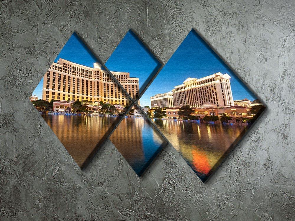 Bellagio Hotel Casino during sunset 4 Square Multi Panel Canvas  - Canvas Art Rocks - 2