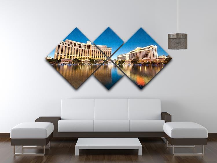 Bellagio Hotel Casino during sunset 4 Square Multi Panel Canvas  - Canvas Art Rocks - 3