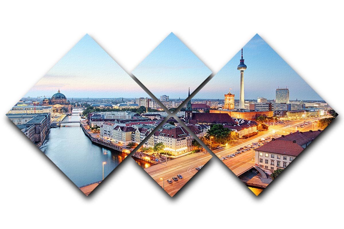 Berlin skyline 4 Square Multi Panel Canvas  - Canvas Art Rocks - 1