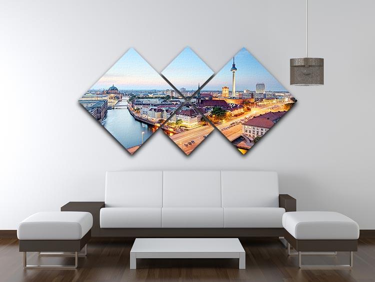 Berlin skyline 4 Square Multi Panel Canvas  - Canvas Art Rocks - 3