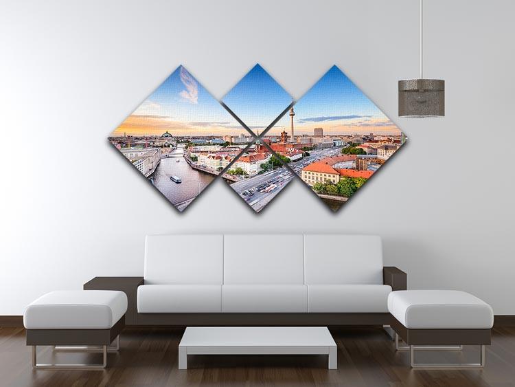 Berlin skyline on the Spree River 4 Square Multi Panel Canvas  - Canvas Art Rocks - 3