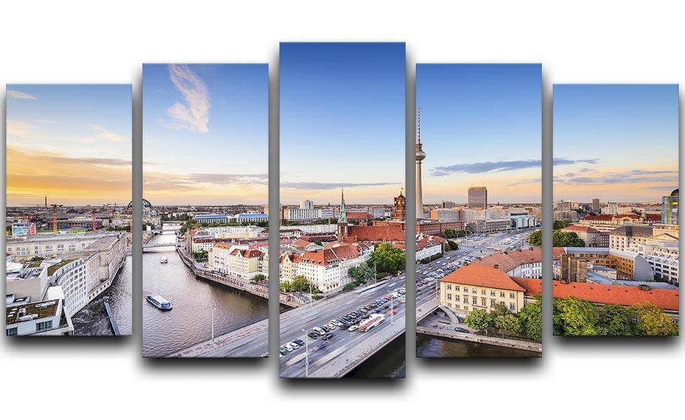 Berlin skyline on the Spree River 5 Split Panel Canvas  - Canvas Art Rocks - 1