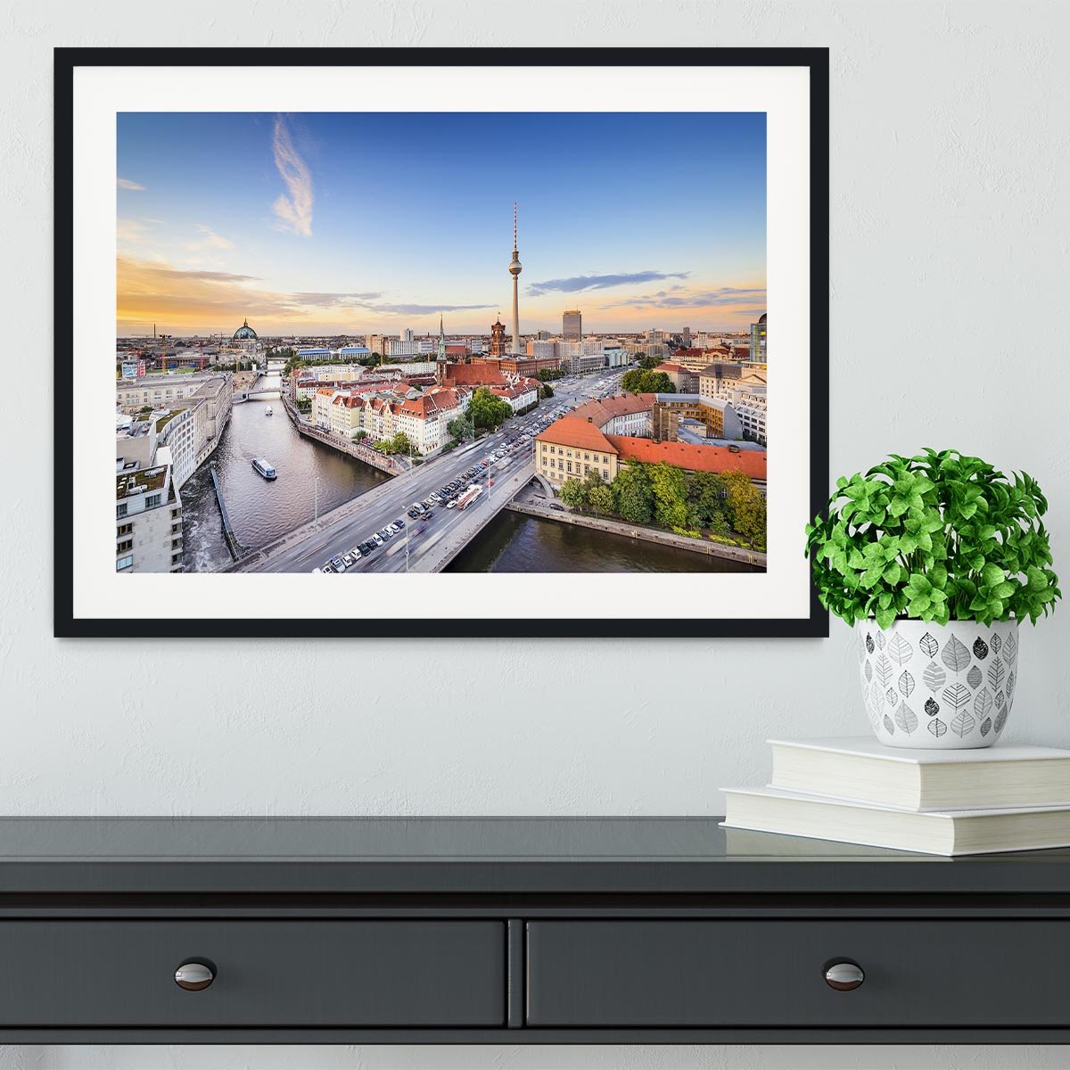 Berlin skyline on the Spree River Framed Print - Canvas Art Rocks - 1