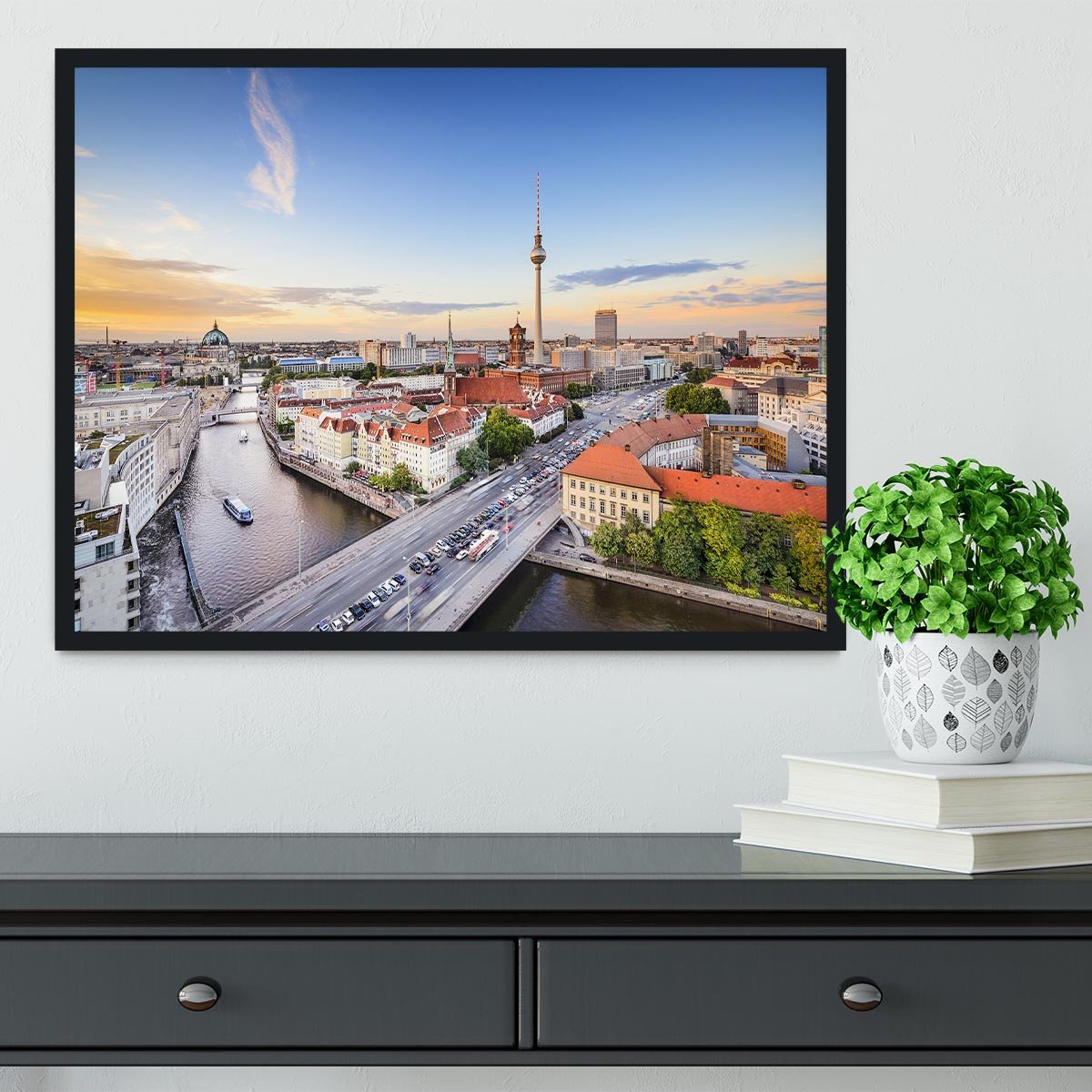 Berlin skyline on the Spree River Framed Print - Canvas Art Rocks - 2