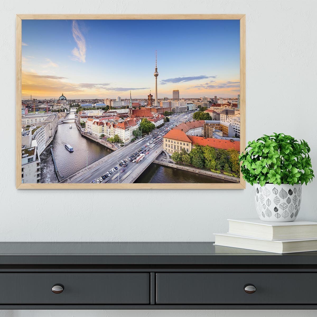 Berlin skyline on the Spree River Framed Print - Canvas Art Rocks - 4