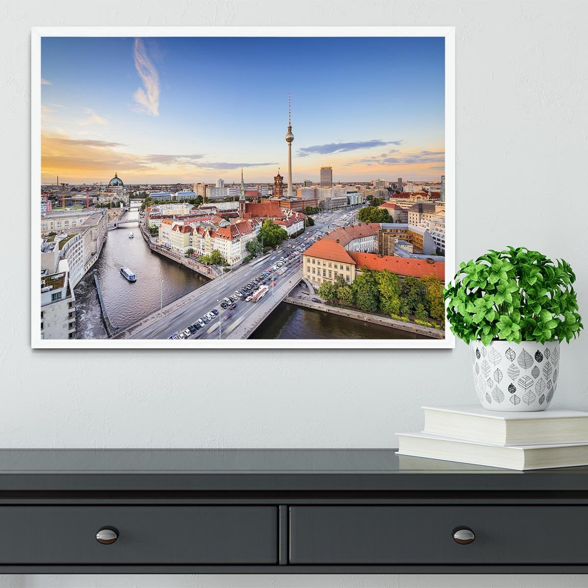 Berlin skyline on the Spree River Framed Print - Canvas Art Rocks -6