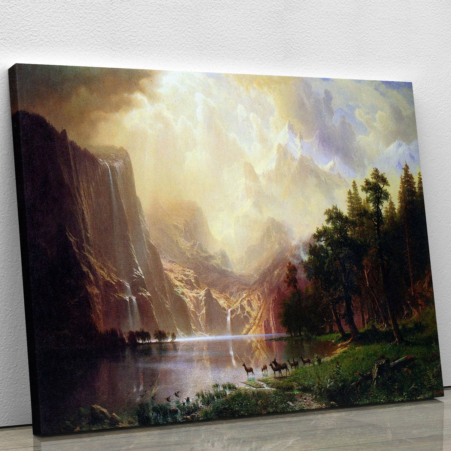 Between the Sierra Nevada Mountains by Bierstadt Canvas Print or Poster