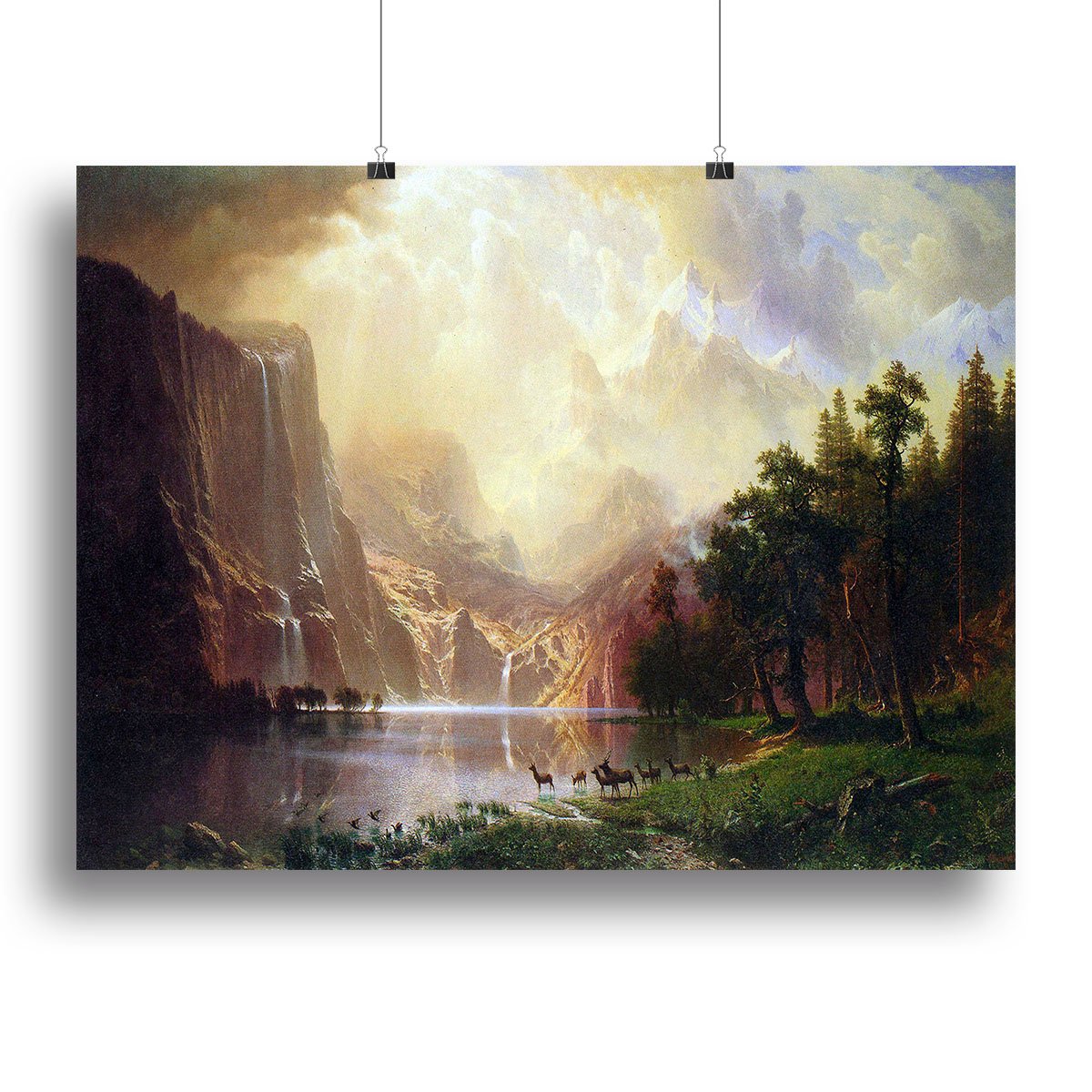 Between the Sierra Nevada Mountains by Bierstadt Canvas Print or Poster