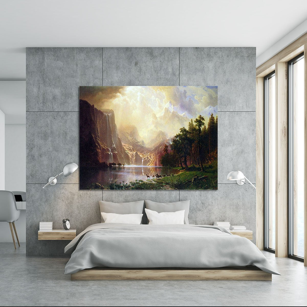 Between the Sierra Nevada Mountains by Bierstadt Canvas Print or Poster