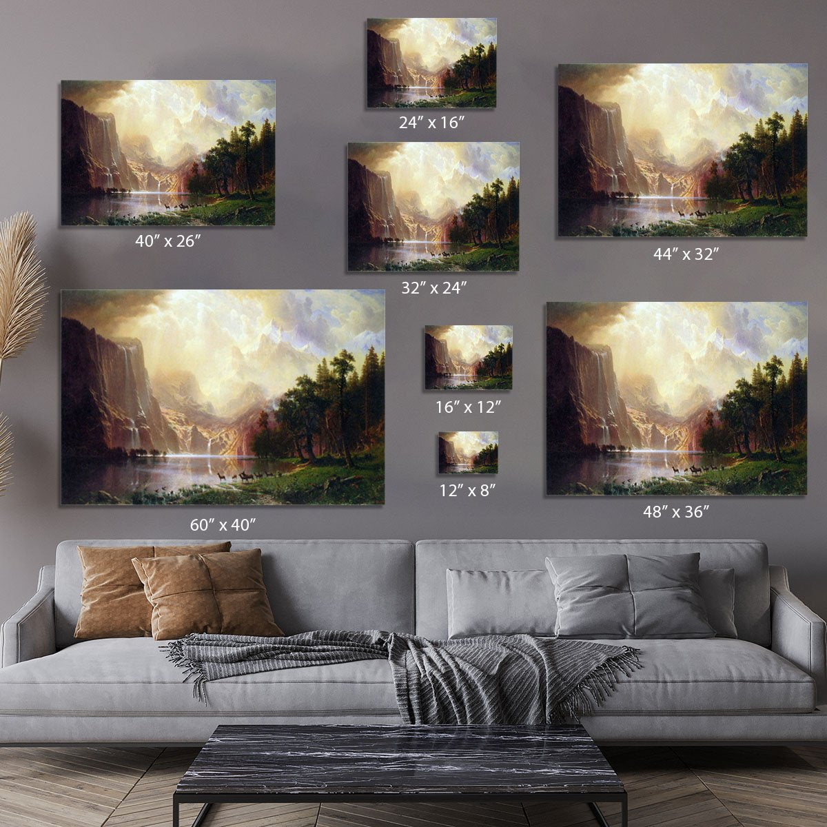 Between the Sierra Nevada Mountains by Bierstadt Canvas Print or Poster