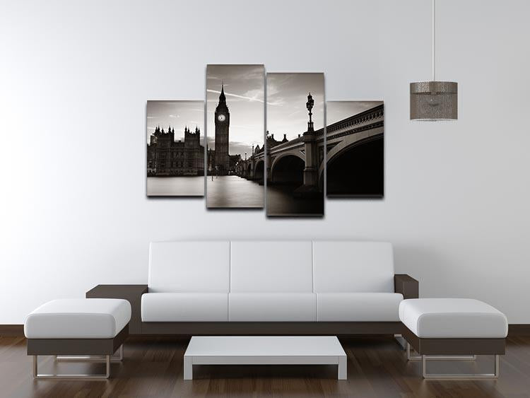 Big Ben and House of Parliament dusk panorama 4 Split Panel Canvas  - Canvas Art Rocks - 3