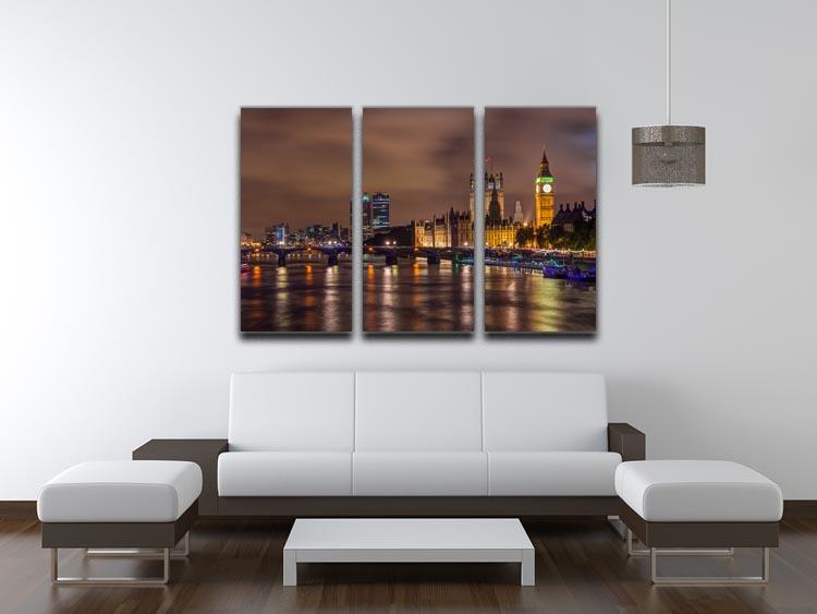 Big Ben and Westminster Bridge 3 Split Panel Canvas Print - Canvas Art Rocks - 3