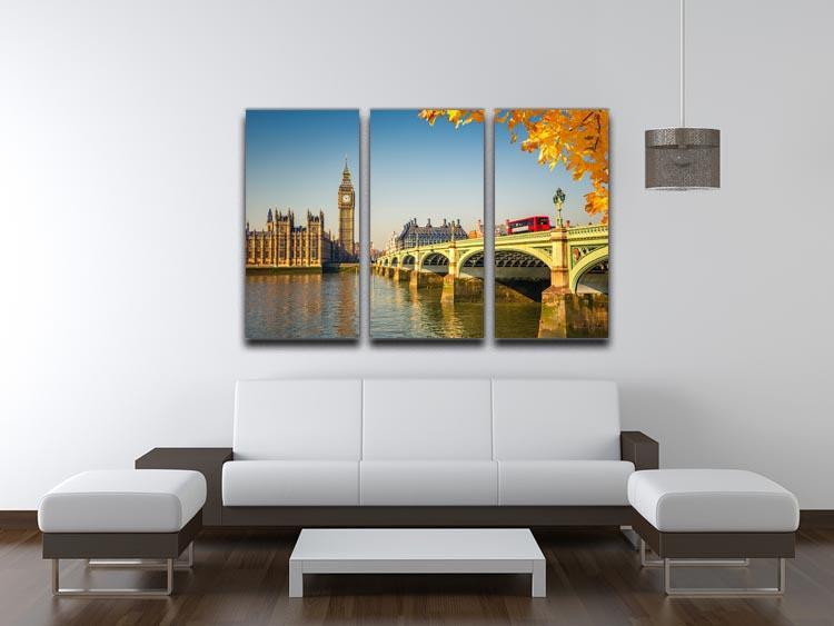 Big Ben and westminster bridge in London 3 Split Panel Canvas Print - Canvas Art Rocks - 3