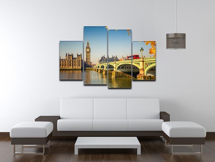 Big Ben and westminster bridge in London 4 Split Panel Canvas  - Canvas Art Rocks - 3