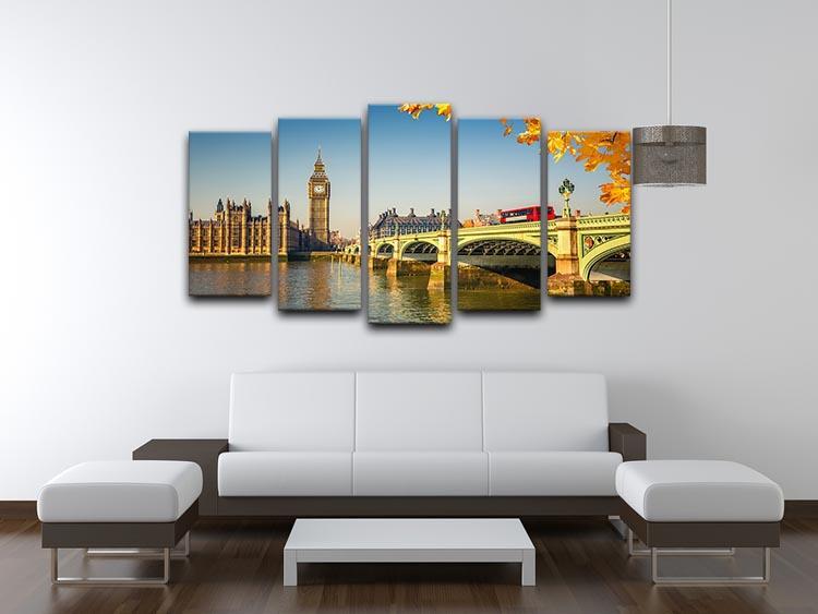 Big Ben and westminster bridge in London 5 Split Panel Canvas  - Canvas Art Rocks - 3