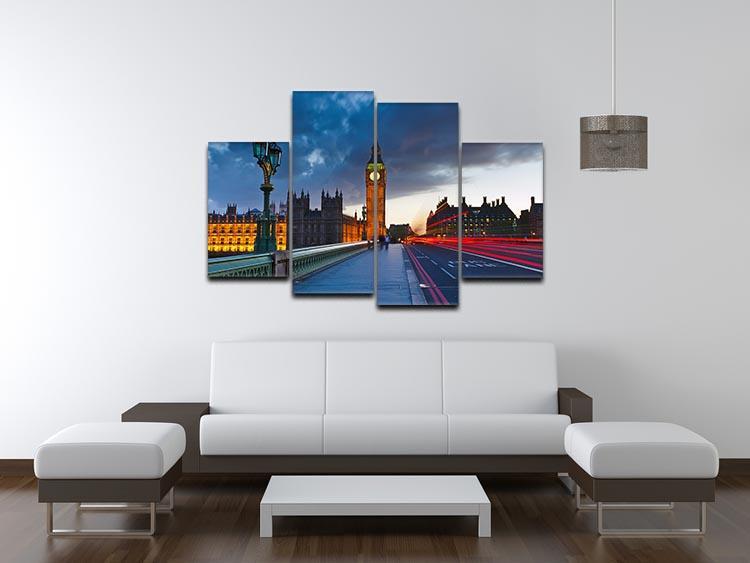 Big Ben at night London 4 Split Panel Canvas  - Canvas Art Rocks - 3