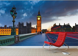 Big Ben at night London Wall Mural Wallpaper - Canvas Art Rocks - 2