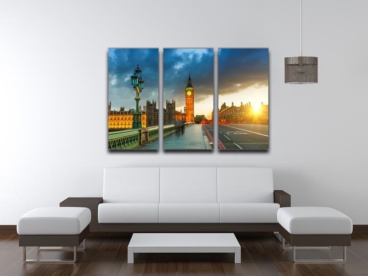 Big Ben at sunset 3 Split Panel Canvas Print - Canvas Art Rocks - 3