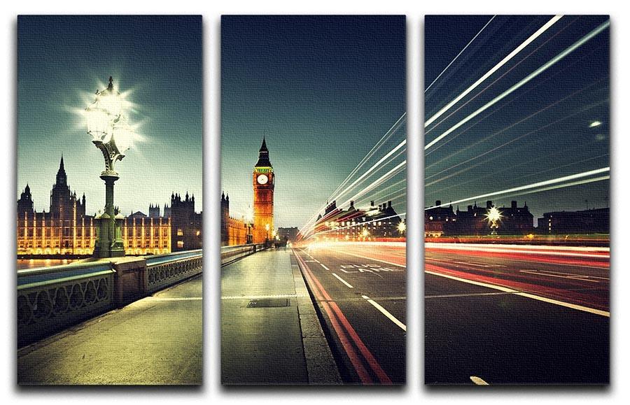 Big Ben from Westminster Bridge 3 Split Panel Canvas Print - Canvas Art Rocks - 1