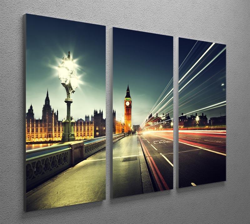 Big Ben from Westminster Bridge 3 Split Panel Canvas Print - Canvas Art Rocks - 2