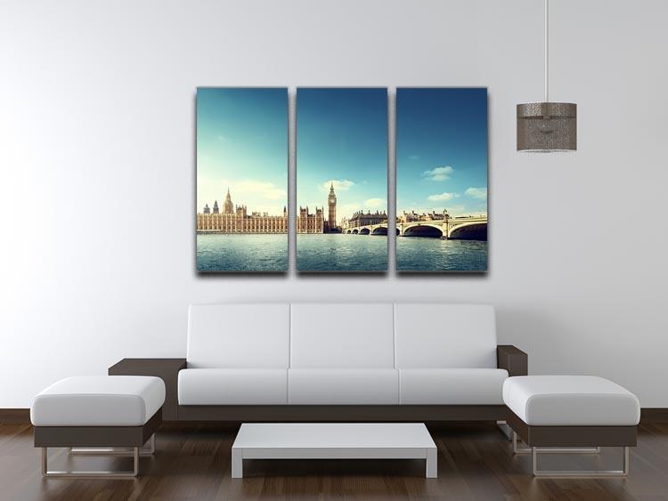 Big Ben in sunny day 3 Split Panel Canvas Print - Canvas Art Rocks - 3