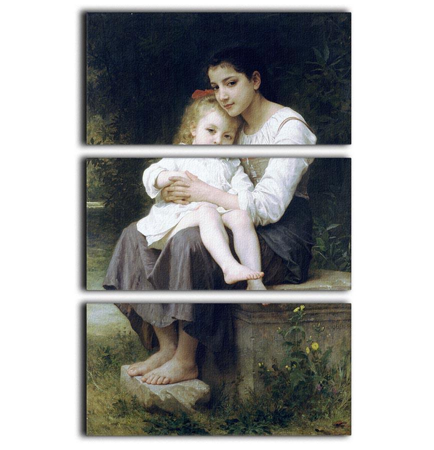 Big Sis By Bouguereau 3 Split Panel Canvas Print - Canvas Art Rocks - 1