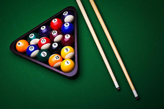 Billiard balls on green Wall Mural Wallpaper