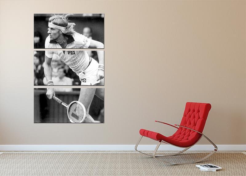 Bjorn Borg in action at Wimbledon 3 Split Panel Canvas Print - Canvas Art Rocks - 2