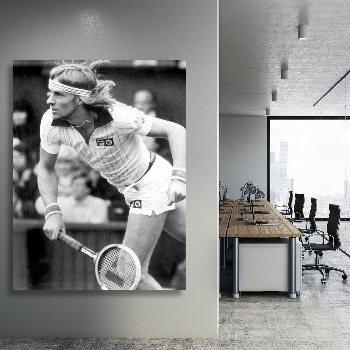 Bjorn Borg in action at Wimbledon Canvas Print or Poster
