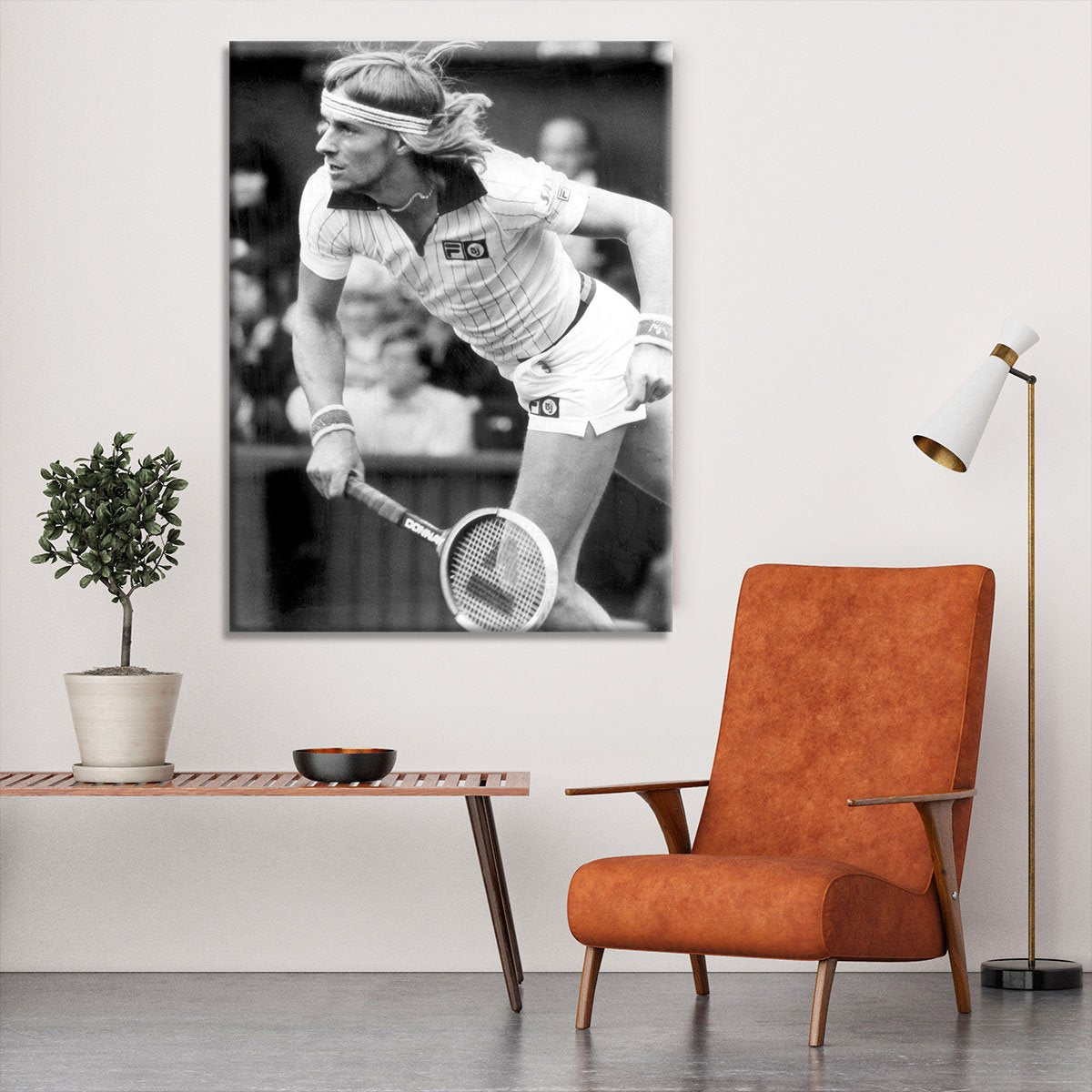 Bjorn Borg in action at Wimbledon Canvas Print or Poster