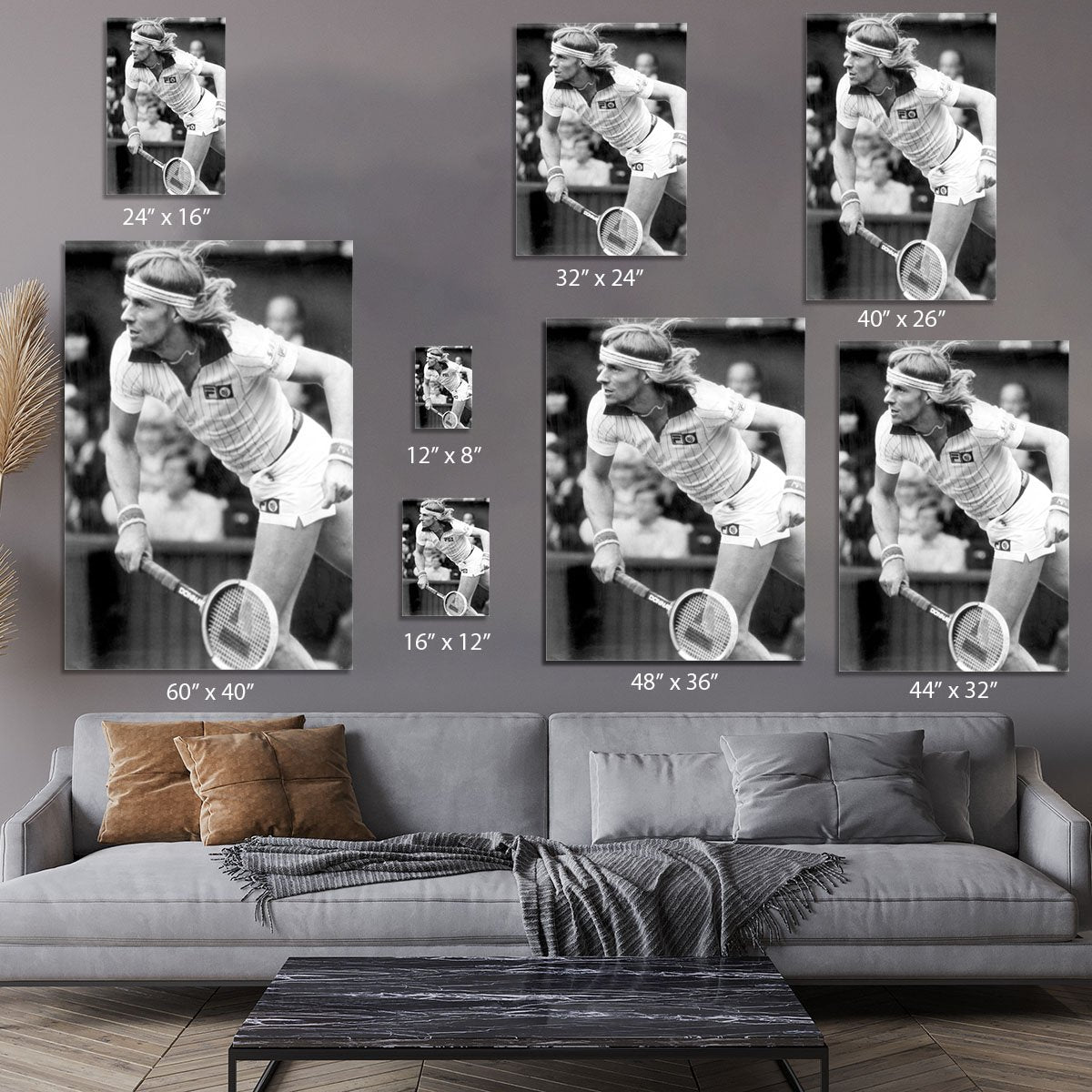 Bjorn Borg in action at Wimbledon Canvas Print or Poster