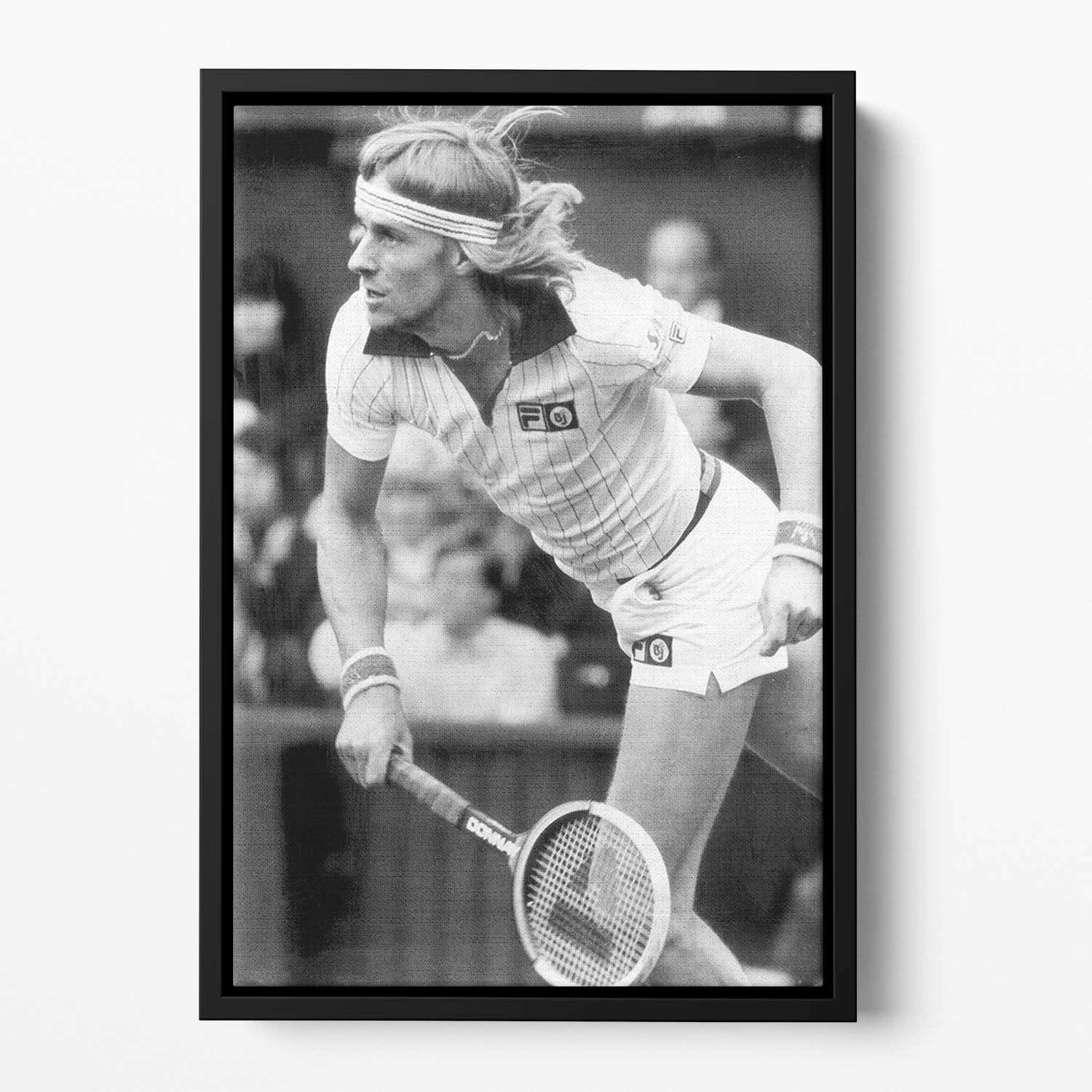 Bjorn Borg in action at Wimbledon Floating Framed Canvas
