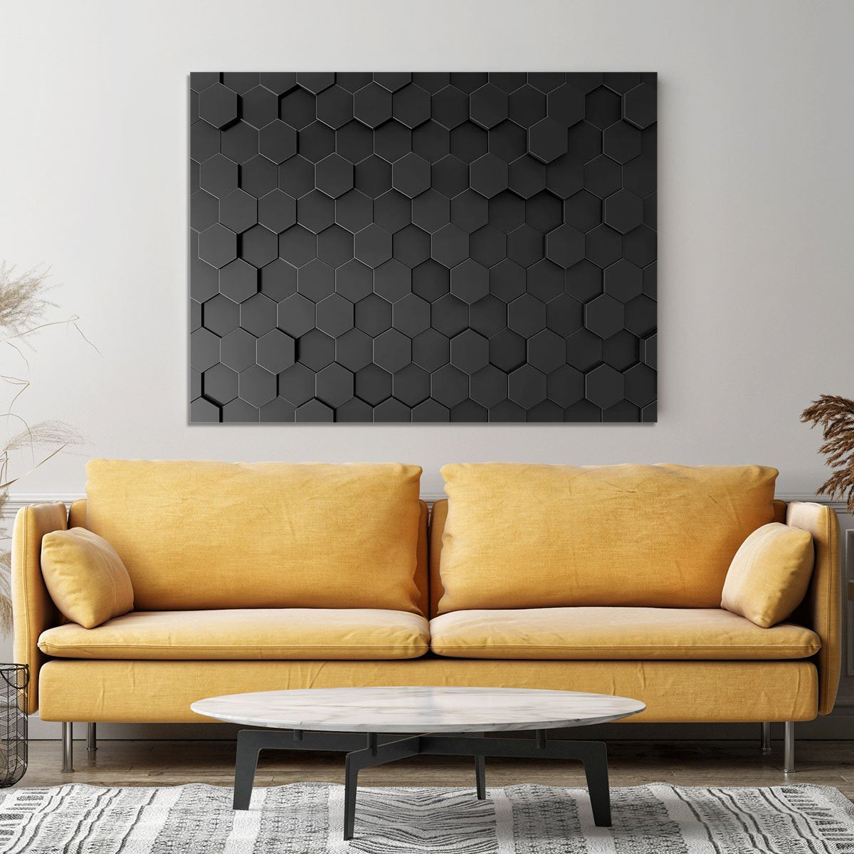 Black Hexagon Pattern Canvas Print or Poster