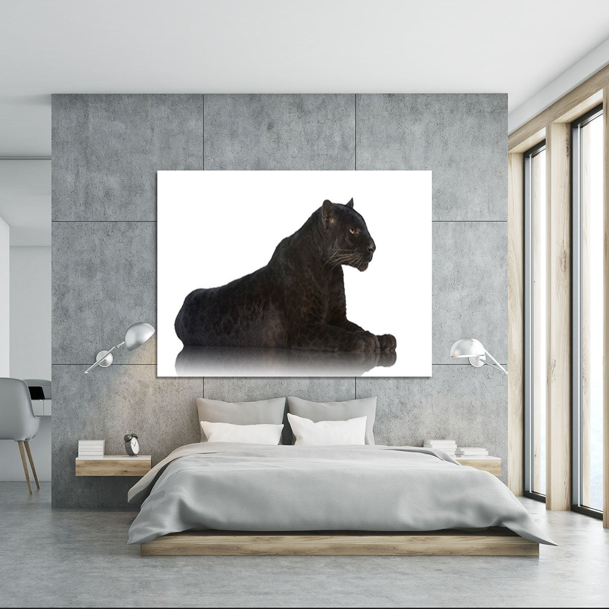 Black Leopard 6 years in front of a white background Canvas Print or Poster