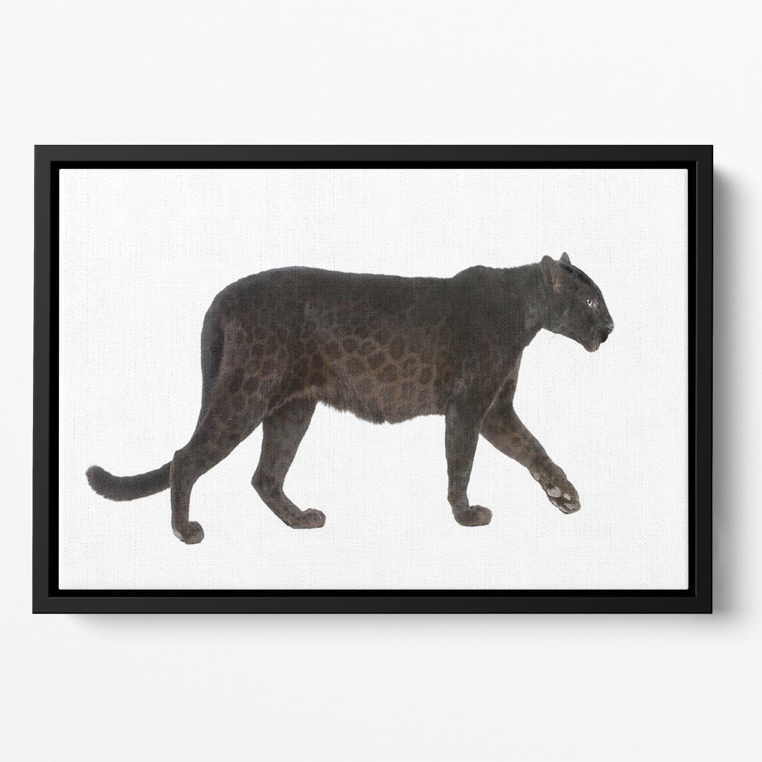 Black Leopard Floating Framed Canvas - Canvas Art Rocks - 2