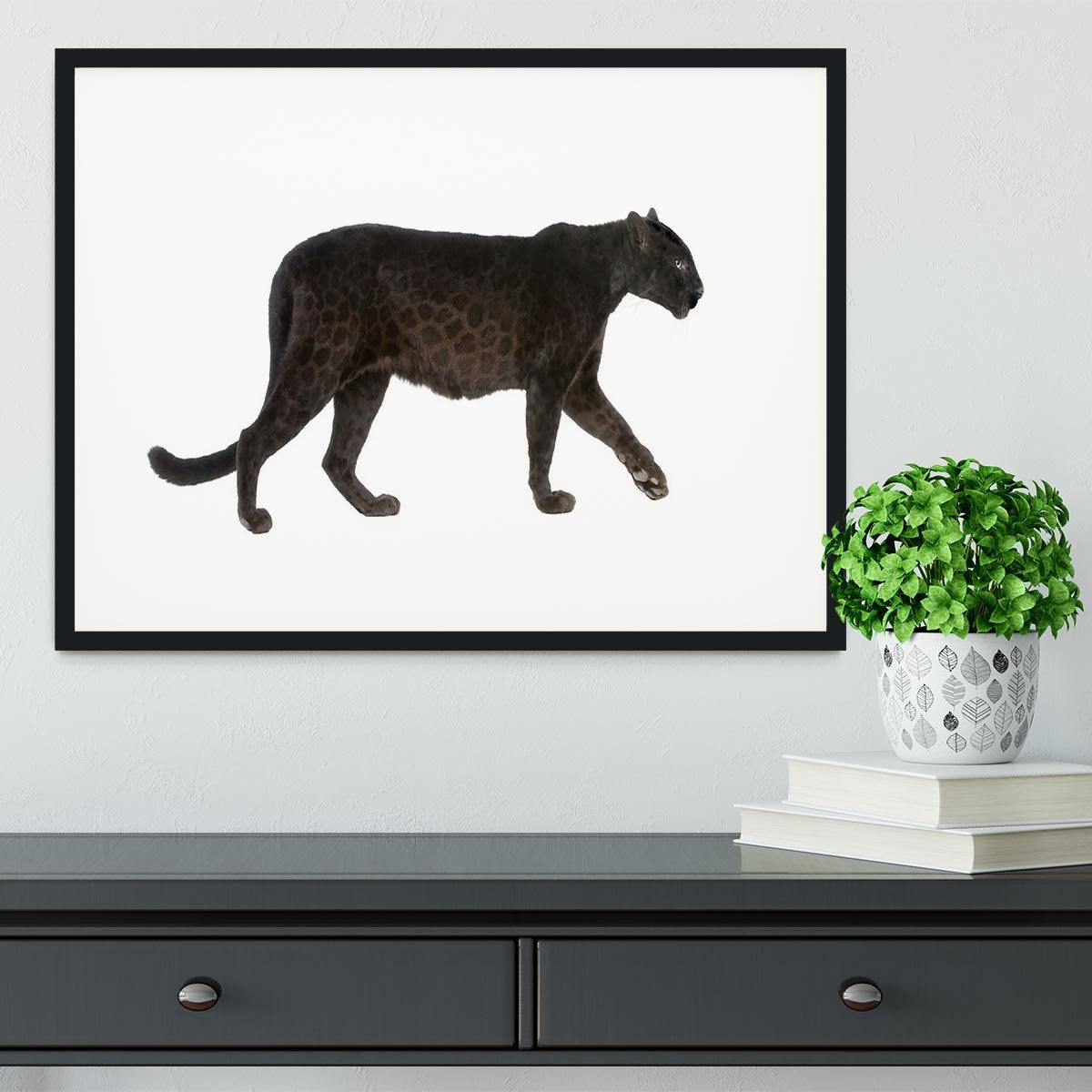 Black Leopard Framed Print - Canvas Art Rocks - 1