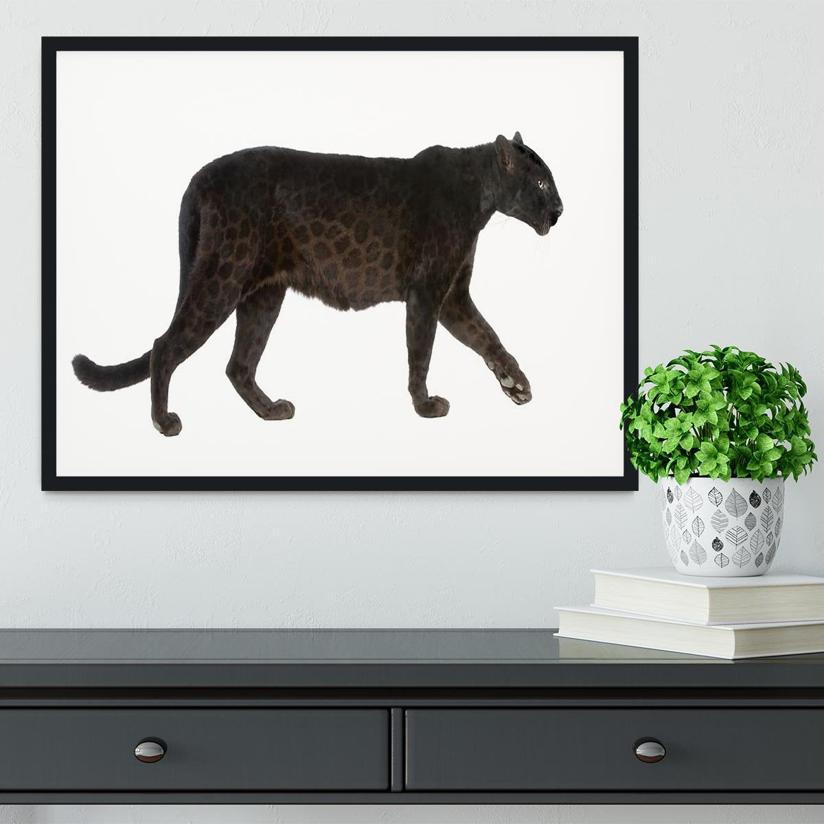 Black Leopard Framed Print - Canvas Art Rocks - 2