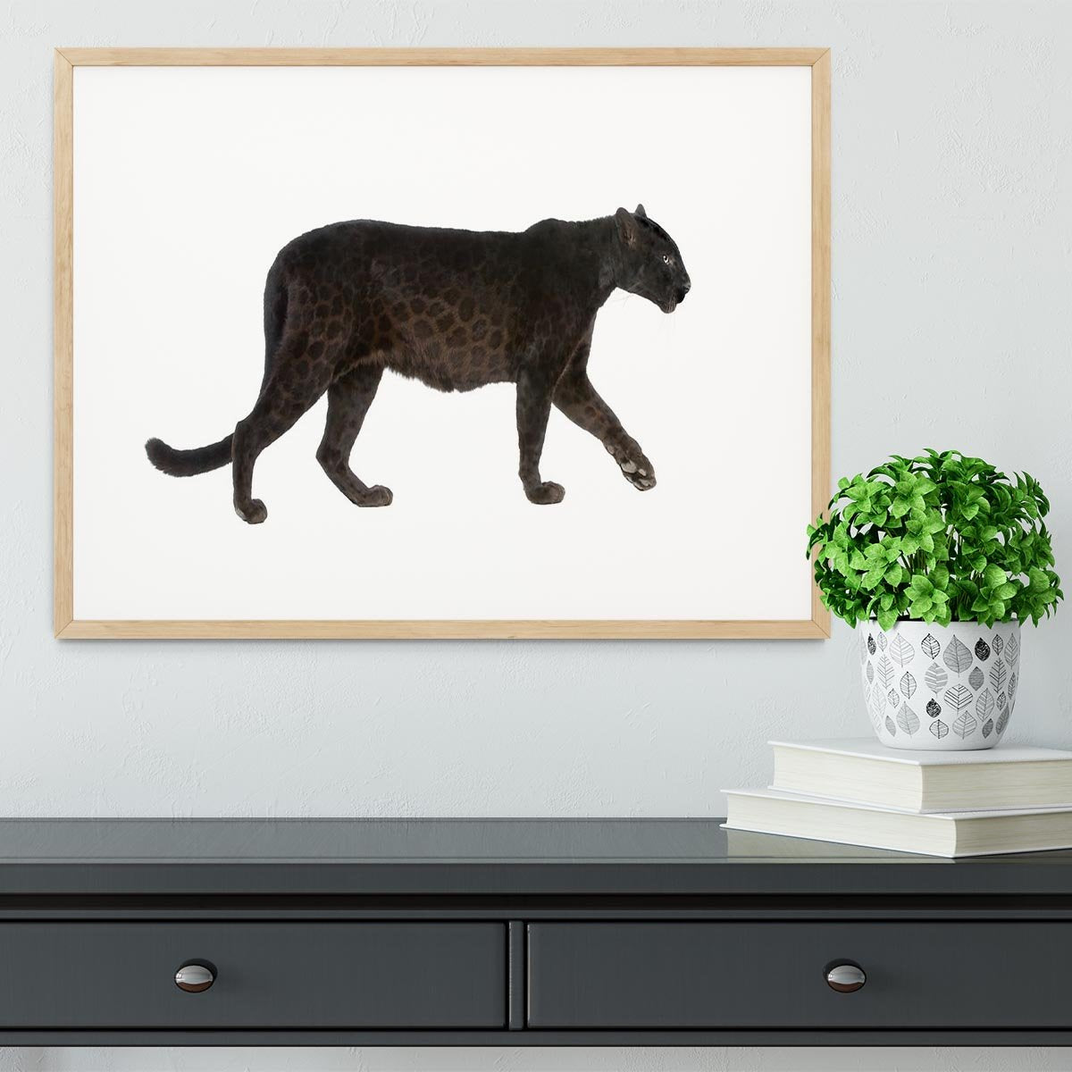 Black Leopard Framed Print - Canvas Art Rocks - 3