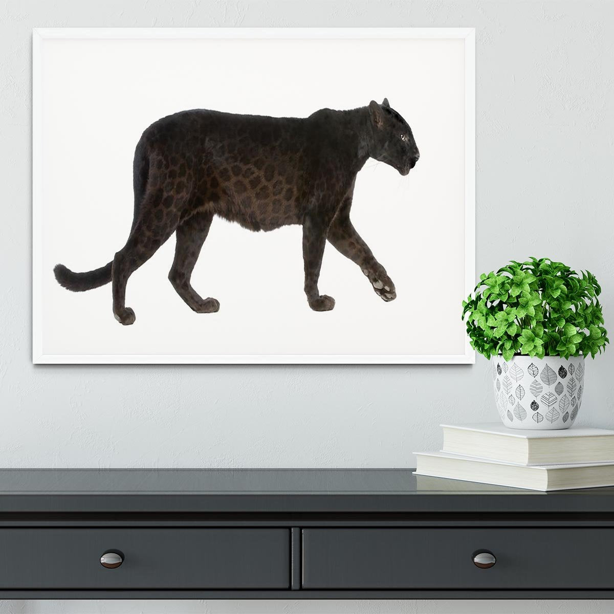 Black Leopard Framed Print - Canvas Art Rocks -6